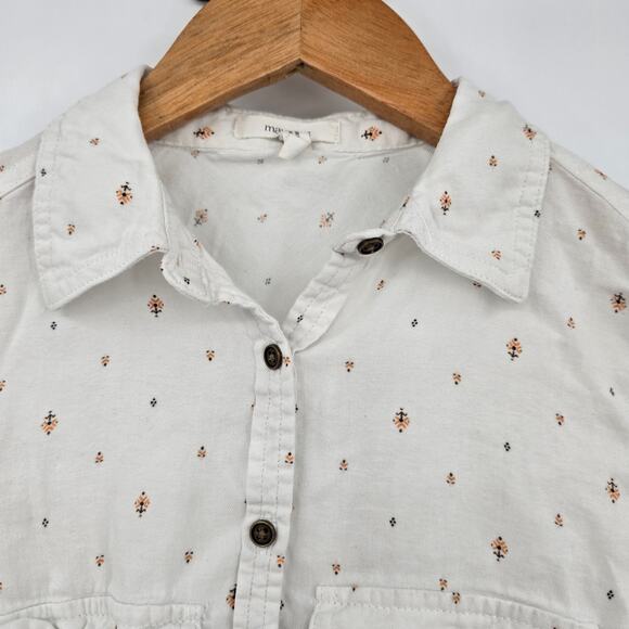 Maurices Women's Button Front Cropped Raw Hem Collared Shirt‎ White Size XS - Picture 3 of 9